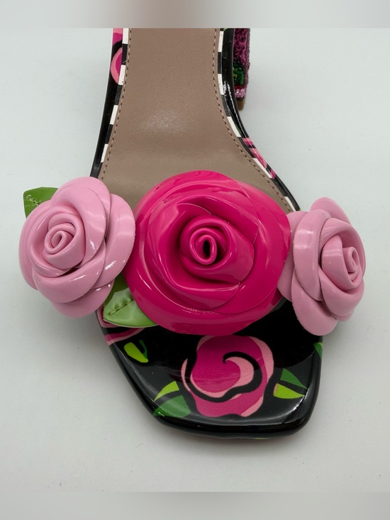 Betsey Johnson Shoes - NIB Betsey Johnson Haddley Floral Rhinestone Block Heels Leopard Rose Sandals 9.